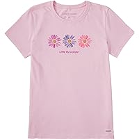 Life is Good - Womens Three Painted Daisies Short Sleeve Crusher-Lite T-Shirt
