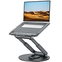 Telescopic Laptop Stand for Desk with 360° Swivel Base, Sit to Stand, Height Adjustable, Portable Riser Holder for Good Posture, Compatible with MacBook Pro, All Laptops 10-17
