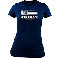 Women's Veteran Distressed American Flag T-Shirt