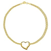 Jewelry Affairs 10K Yellow Gold Double Strand With Heart Anklet, 10