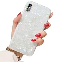 for iPhone X/XS Case,5.8 Inch,Girls Women Sparkling Shiny Soft TPU Silicone Back Cover Cute Slim Fit Glitter Pearly-Lustre Translucent Shell Pattern Protective Phone Case (Colorful)