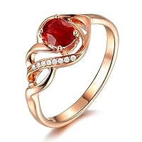 Fashion Design Gemstone Ruby for Lover Wedding Engagement 14K Solid Rose Gold Diamond Fine Women's Band Ring