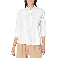 Foxcroft Women's Jewel Long Sleeve with French Cuff Solid Ppo Blouse