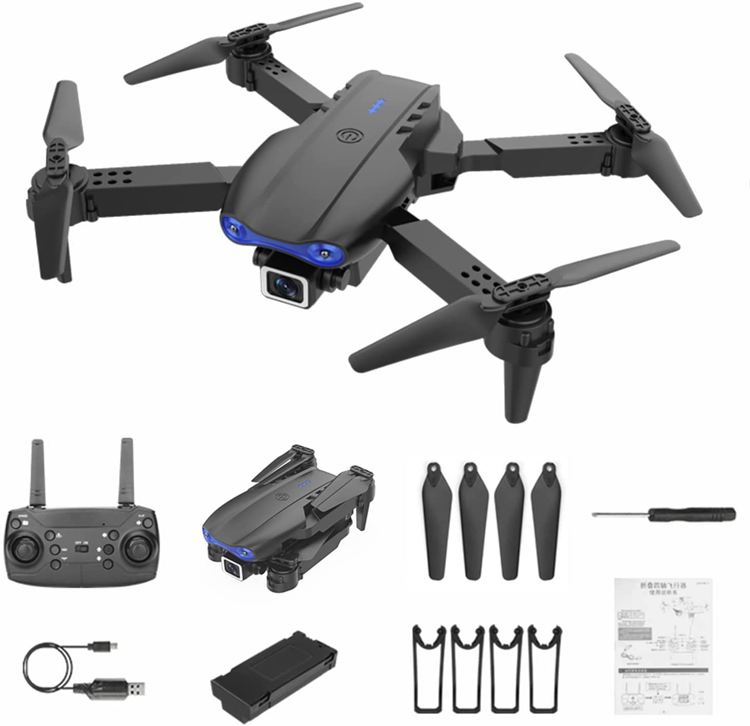 Drone with 1080P Dual HD Camera - 2023 Upgradded RC Quadcopter for Adults and Kids, WiFi FPV RC Drone for Beginners Live Video HD Wide Angle RC Aircraft, Trajectory Flight, Altitude Hold（Black）
