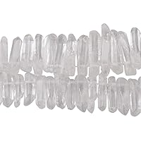 TUMBEELLUWA Rock Quartz Crystal Points Loose Beads for Jewelry Making, Titanium Coated Polished/Raw Quartz Points Beads 15 Inches Top Drilled,Clear Crystal Points(0.5