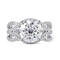 Siyaa Gems 5 CT Round Infinity Accent Engagement Rings Wedding Eternity Band Solitaire Silver Jewelry Halo Setting Anniversary Praise Ring
