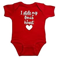 I Stole My Omi's Heart Red Infant Bodysuit, Baby Shower Newborn Gift, Pregnancy Reveal Onesie Present, Valentine's or Mother's Day (12M, Short Sleeve, Red)