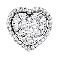 The Diamond Deal 10kt White Gold Womens Round Diamond Frame Heart Cluster Pendant 1.00 Cttw