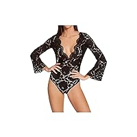 Women's All Over Stretch Lace Teddy, 25777, Black, M