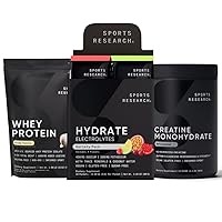 Whey Protein Isolate Vanilla Flavored (2.1 lb), Variety Pack Hydrate Electrolytes Powder Packets (16 Count) and Creatine Monohydrate (1.1 lb)
