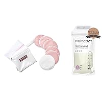 Momcozy Reusable Breast Pads, 6 Pack + Dry & Wet Separation Bag + Wash Bag & Momcozy Temp-Sensing Breastmilk Storing Bags, 120PCS