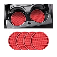 Car Cup Holder Coaster, 4 Pack 2.75 Inch Diameter Non-Slip Universal Insert Coaster, Durable, Suitable for Most Car Interior, Car Accessory for Women Men (Red)