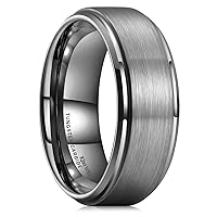 King Will Duo 8mm/10mm Mens Brushed Tungsten Carbide Wedding Band Ring Polish Finished Comfort Fit Black/Silver/Blue/Gold/Rose Gold