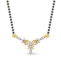 0.33 Cts Round Simulated Diamond Angelic Mangalsutra Necklace 14K Yellow Gold Fn