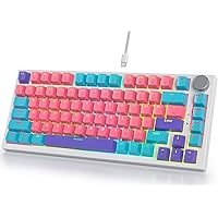 Fogruaden Wired Hot Swappable 75% Percent Mechanical Keyboard, Red Switch, TKL Pink Mechanical Keyboard, Gasket Mount, RGB Backlit Compact Gaming Keyboard with Volume Knob(Pink)