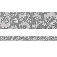 Teacher Created Resources Classroom Cottage Gray Floral Straight Border Trim (TCR7178)