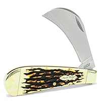 Uncle Henry 16UH Hawkbill Pruner 7in Folding Knife with 3in High Carbon Stainless Steel Hawkbill Blade, Classic Staglon Handle, and Nickel Silver Bolsters for EDC, Pruning, Grafting, and Gardening