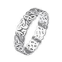 Suplight 925 Sterling Silver Trinity Celtic Knot Band Ring, 5mm 8mm Irish Celtic Finger Ring for Women Men Size 4-13 (with Gift Box)