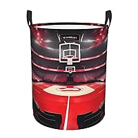 Basketball Arenas Round waterproof laundry basket,foldable storage basket,laundry Hampers with handle,suitable toy storage