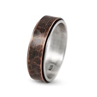 Silver And Copper Wedding Ring Band, 925 Sterling Silver Ring, Black Oxide Ring, Silver Band Ring, Copper Ring, Mens Band Ring, Celtic Silver And Copper Wedding Ring, Handmade Ring, Jewellery By Laxmi Jewellers