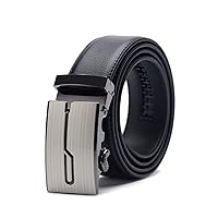 Tangchao Men's Leather Belt with Ratchet, Automatic Buckle, Business Suit Belt, 35 mm Wide, Black, Improved Material