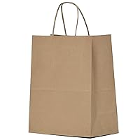 Kraft Paper Bags with Handles Bulk 8x4.5x10 100 pcs Brown Paper Gift Bags Bulk Medium Size Kraft Bags, Brown Bags, Shopping Bags, Retail Bags, Craft Bags for Small Business