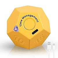 NR Cube Timer 450mAh Rechargeable Mini Time Management Cube 2 Alarm Mode Pomodoro Timer Cube Dodecagon Time Ball Dodecahedron Timer with LED Indicator 11 Preset Time Portable for Cooking Study Workout