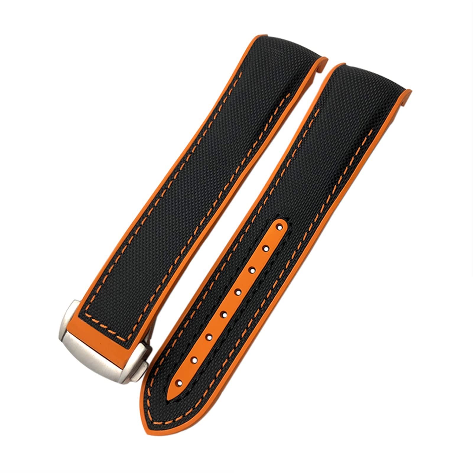 CRFYJ 20mm 21mm 22mm Nylon Rubber Watch Band Fit for Omega GMT Seamaster Planet Ocean 600 8900 Orange Canvas Silicone Strap (Color : Black Orange, Size : 21mm)