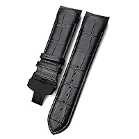 22mm 23mm 24mm Curved End Watchband fit for T035617 Cowhide Watch Strap Clasp Bracelets Men (Color : Black Black Black, Size : 22mm)