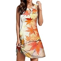 Summer Dresses for Women 2024 Floral Print Sleeveless Hollow Keyhole Neck Dress Casual Mini Dress Resort Wear