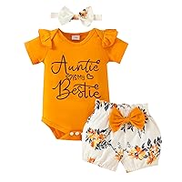Baby Girl Summer Clothes Newborn Short Sleeve Romper Shorts with Headband 3Pcs Outfit