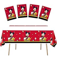 4Packs Cartoon Mouse Tablecloth 70.8x42.5 Inches, Cute Mouse Rectangular Table Cover Disposable Plastic Birthday Decorations for Cartoon Mouse Party Tablecloths Decor Supplies