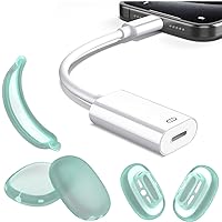 for AirPods Max Case Headphone Case + USB C Headphone Adapter for iPhone 15 Pro Max Plus 3-in-1 MFI Certified Type C to Lightning Adapter USB C Audio Adapter Dongle Charger Cable Adapter
