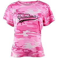 Mother's Day World's Best Grandma Juniors T Shirt Pink Camouflage X-LG