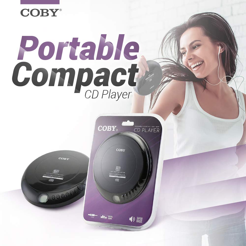 Coby Portable Compact Anti-Skip CD Player – Lightweight & Shockproof Music Disc Player w/ Pro-Quality Earbuds - For Kids & Adults - Home Car & Travel