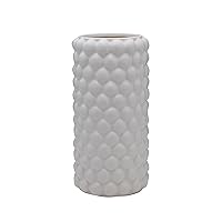 Ceramic Textured Dot Vase, for Use with Dried or Faux Flowers and Greenery, 5.71x5.71x11.81 Inch, White