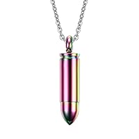 Stainless Steel Polished Bullet Urn Pendant Necklace Memorial Ash Keepsake Cremation Jewelry