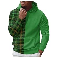 Mens Print Long Sleeve Pullover Tops Spring and Autumn Sweatshirt Loose Padded Sweaterwear Drawstring Hoodies