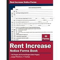 Rent Increase Notice Forms Book: Rent Increase Notice Letter For Landlord Use To Review Tenant Fee, Tenancy Fee Increase Notification Forms, 50 Forms, Size 8.5 x 11 inches