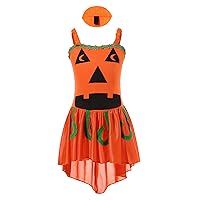 YiZYiF Kids Girls Halloween Pumpkin Dress Ghost Costume Sleeveless Cosplay Party Fancy Dress up