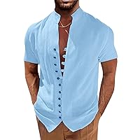 Herren-Baumwollhemden, kurzärmelige Freizeithemden, Hemden mit Mehreren Knöpfen, Herren-Strand-Sommer-Hawaii-Hemden