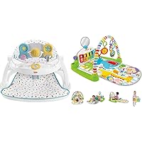 Fisher-Price Baby Portable Infant Chair Deluxe Sit-Me-Up Floor Seat with Snack Tray & Developmental Toys, Rainbow Sprinkles (Amazon Exclusive) & Playmat Deluxe Kick & Play Piano Gym with Musical