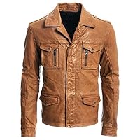 Men's Genuine Lambskin Leather Jacket Motorcycle Biker Jacket LLML171