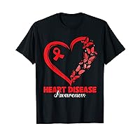 Butterfly Ribbon Red Heart Disease Awareness Warrior T-Shirt
