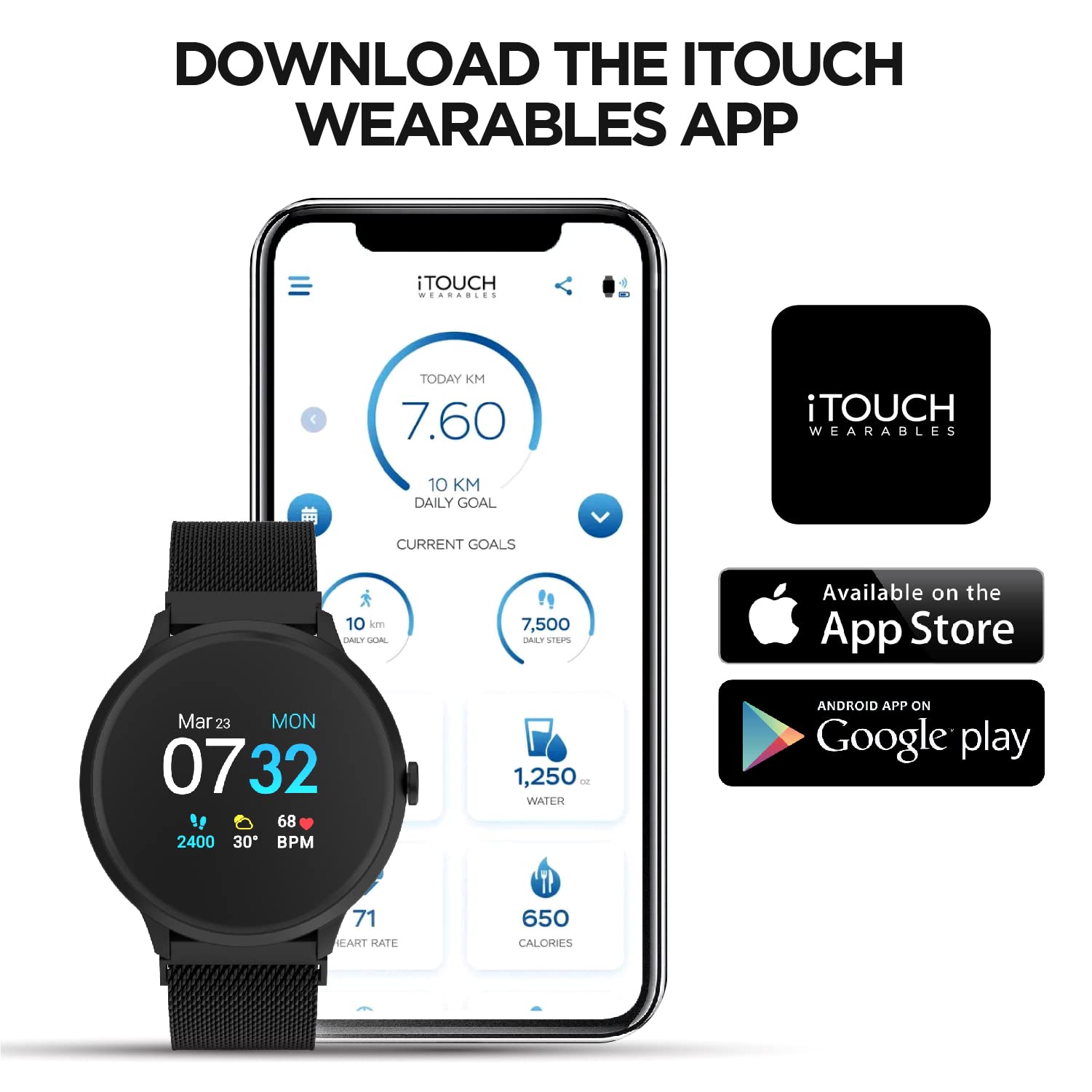 iTouch Sport 3 Smartwatch (with 24/7 Heart Rate Tracking, Step Counter, Notifications, Body Temperature Monitor)