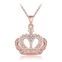 HENGYID Queen Style 18K Rose Gold-Plated Crown Necklace Pendant