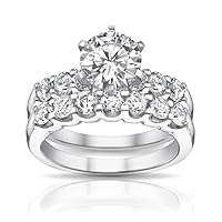 2.05 ct Round Diamond Engagement Ring with Wedding Band in 18 kt White Gold