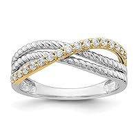14k Two tone Gold Diamond Fancy Ring Size 7 Jewelry for Women