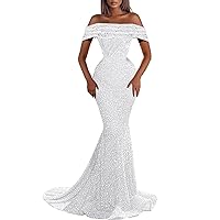 Mermaid Luxury Party Dress Evening Dress Off Shoulder Asymmetrical Short Sleeve Prom Dress with Sequin 2024