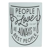 Graphic Words Tempered Glass Cutting Board, Light Blue by Home Basics